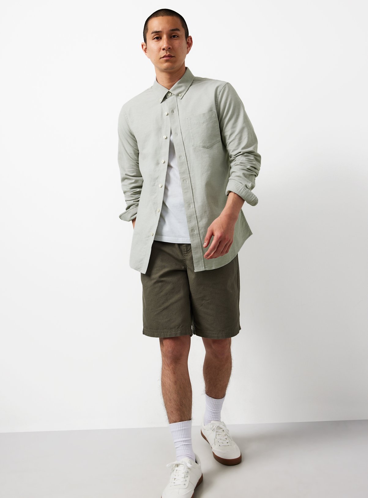 Light Green Slim Fit Long Sleeve Oxford Shirt L - Image 2 thumbnail